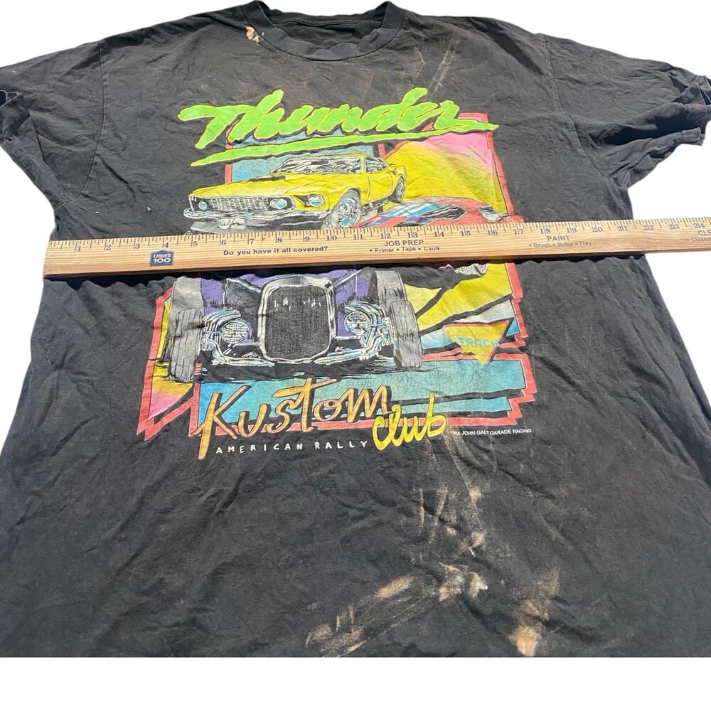 Vintage 1984 John Galt Thunder Racing Men's LARGE T Shirt Black Hot Rod Car - Picture 9 of 9